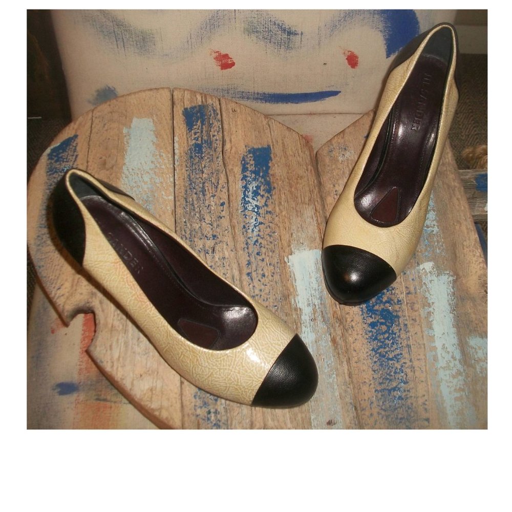 Jil Sander Modernistic Geometric High Heel Cap-Toe Platform-Pumps Near-New